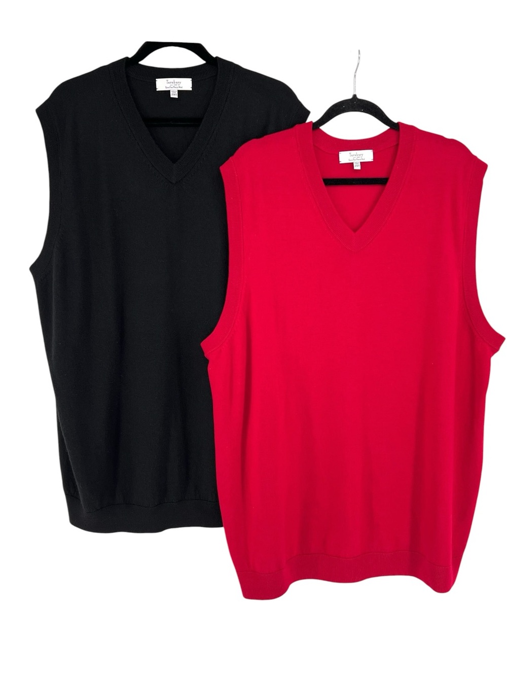 Turnbury Merino Wool Sweater Vest Black Red 2X Tall 2XT Lot of 2 Preppy Ivy Golf